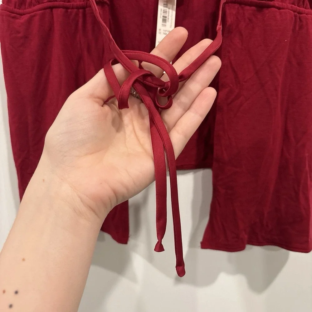 Victoria's Secret M Medium So Soft Modal‎ Lace-Trim Flyaway Cami  Red Lace